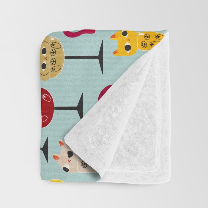 Feline Wine - Cats in Wine Glasses Throw Blanket Gallery Image 3