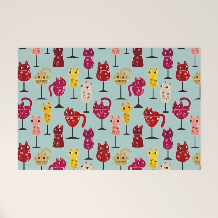Feline Wine - Cats in Wine Glasses Welcome Mat Gallery Image 1