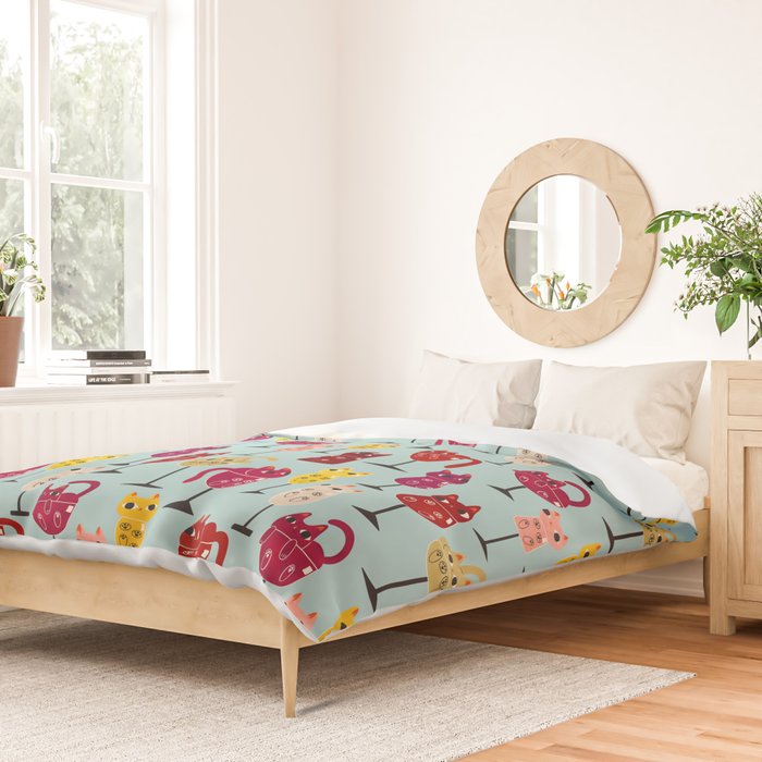 Feline Wine - Cats in Wine Glasses Duvet Cover Gallery Image 2