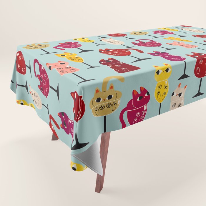 Feline Wine - Cats in Wine Glasses Tablecloth Gallery Image 1