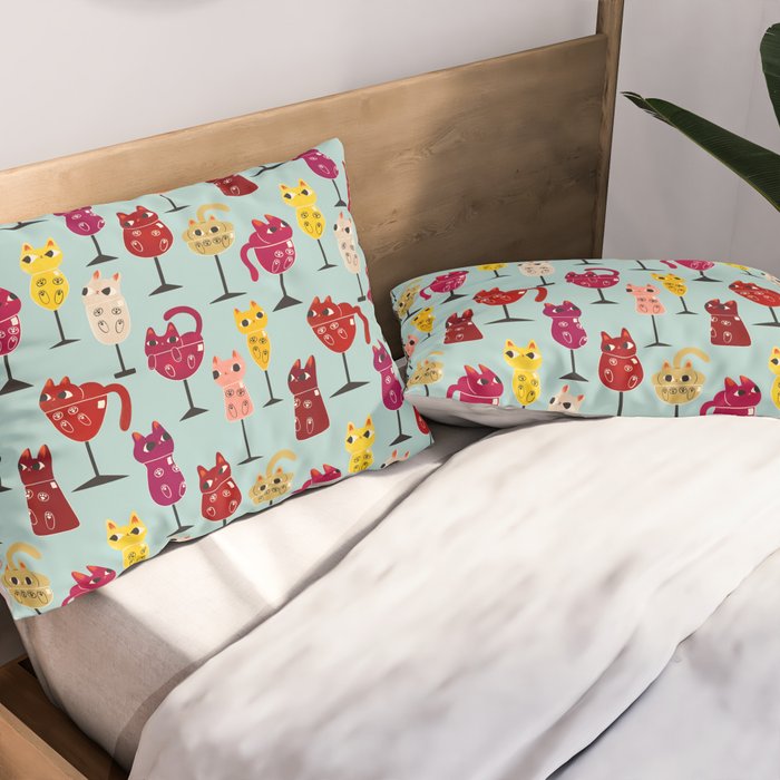 Feline Wine - Cats in Wine Glasses Pillow Sham Gallery Image 2