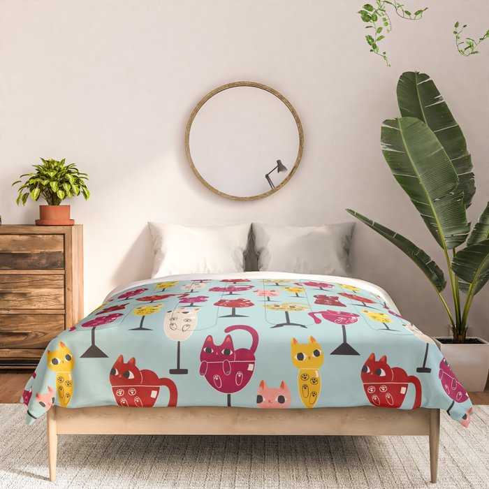 Feline Wine - Cats in Wine Glasses Comforter Gallery Image 3