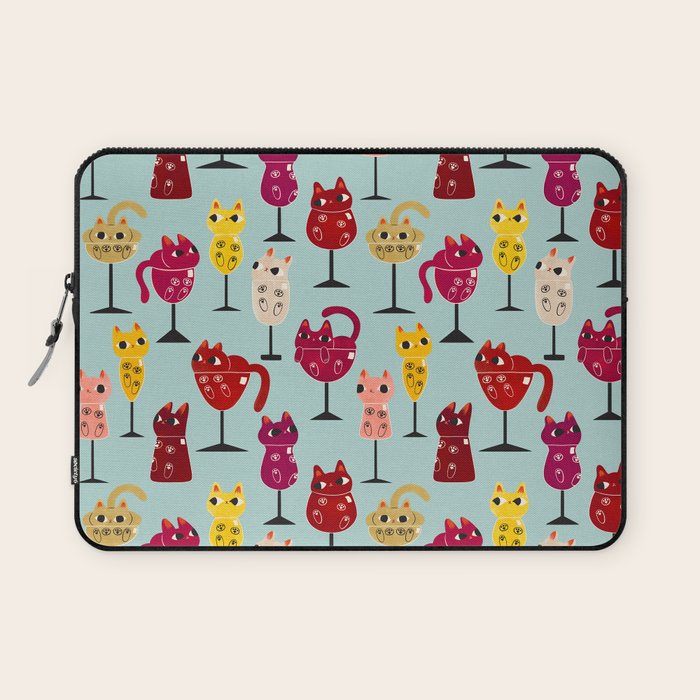 Feline Wine - Cats in Wine Glasses Laptop Sleeve Gallery Image 1