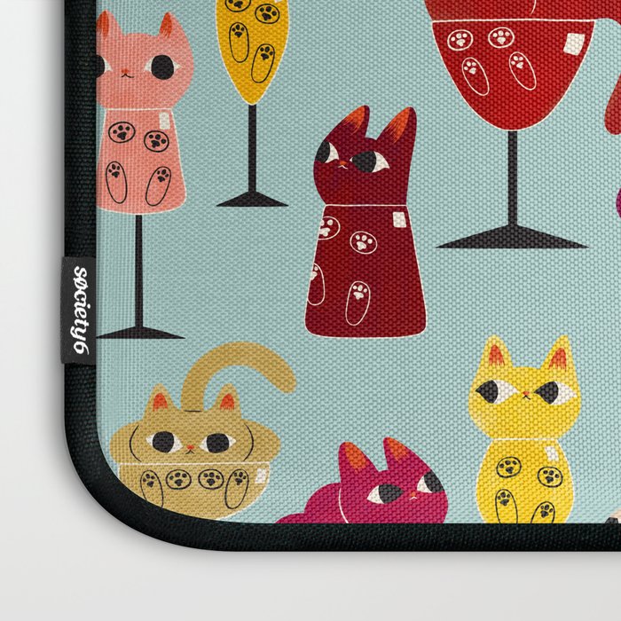 Feline Wine - Cats in Wine Glasses Laptop Sleeve Gallery Image 3