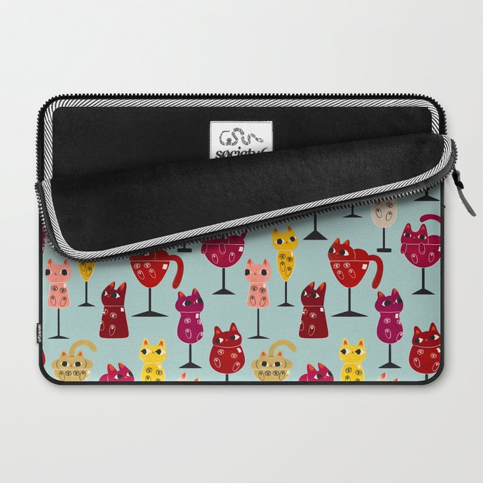 Feline Wine - Cats in Wine Glasses Laptop Sleeve Gallery Image 2