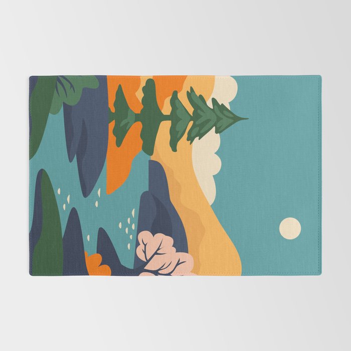 Nature forest mountain landscape art Rug Gallery Image 2
