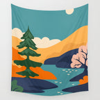 Nature forest mountain landscape art Wall Tapestry Gallery Image 4