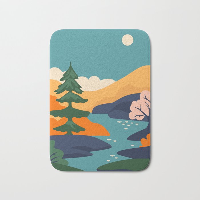 Nature forest mountain landscape art Bath Mat Gallery Image 1