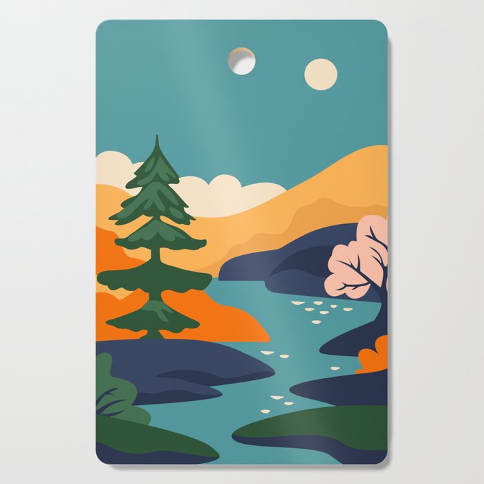 Nature forest mountain landscape art Cutting Board Gallery Image 1