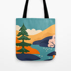 Nature forest mountain landscape art Tote Bag Gallery Image 1