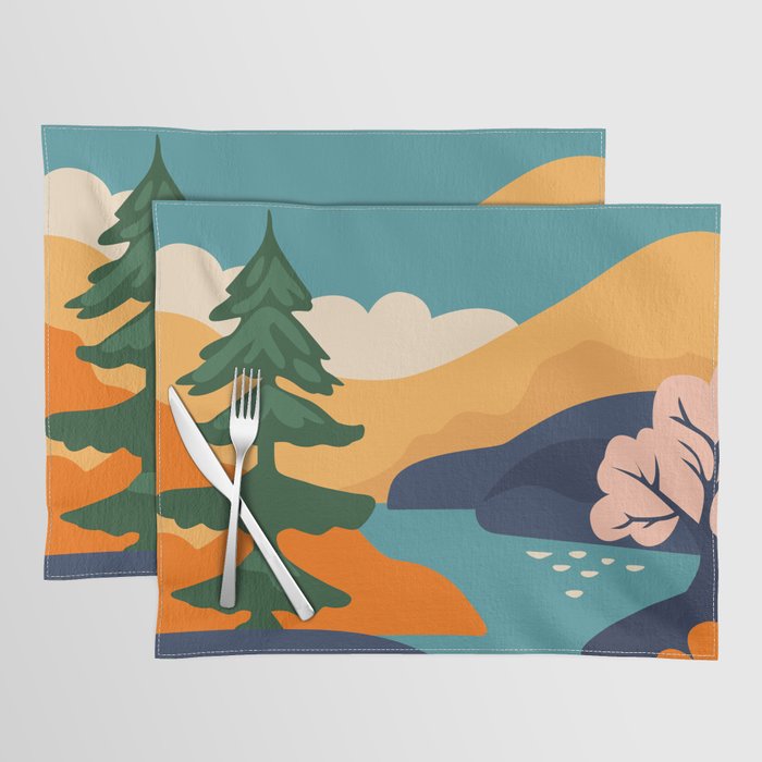 Nature forest mountain landscape art Placemat Gallery Image 1