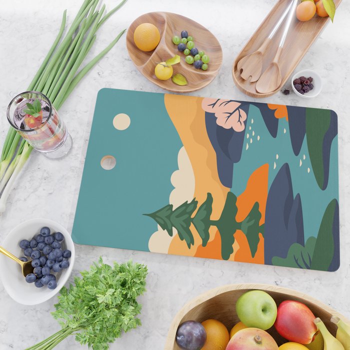 Nature forest mountain landscape art Cutting Board Gallery Image 2