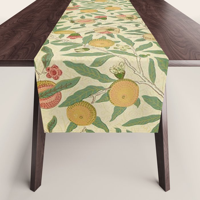 William Morris Pomegranate Fruit Beige Gold Coral Table Runner Gallery Image 1