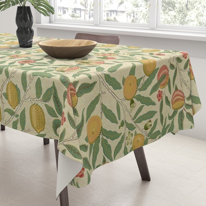 William Morris Pomegranate Fruit Beige Gold Coral Tablecloth Gallery Image 3