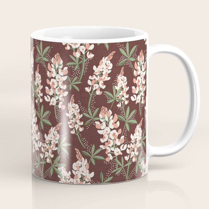 Bluebonnet Floral Brown Peach Multi Coffee Mug Gallery Image 1