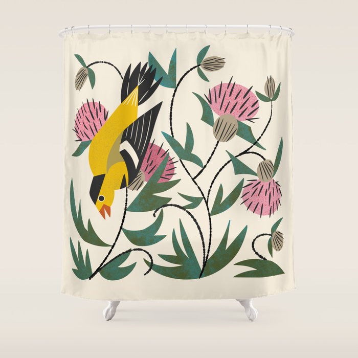 Goldfinch and Thistle Shower Curtain Gallery Image 1