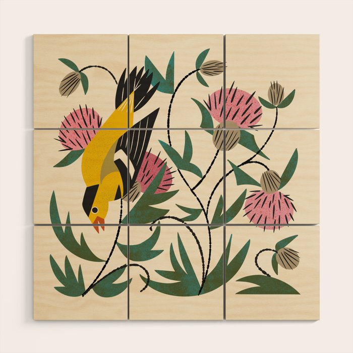 Goldfinch and Thistle Wood Wall Art Gallery Image 1