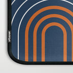 Mid Century Modern Geometric 111 in Navy Blue and Vintage Orange (Rainbow and Sun Abstraction) Laptop Sleeve Gallery Image 3