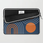Mid Century Modern Geometric 111 in Navy Blue and Vintage Orange (Rainbow and Sun Abstraction) Laptop Sleeve Gallery Image 2