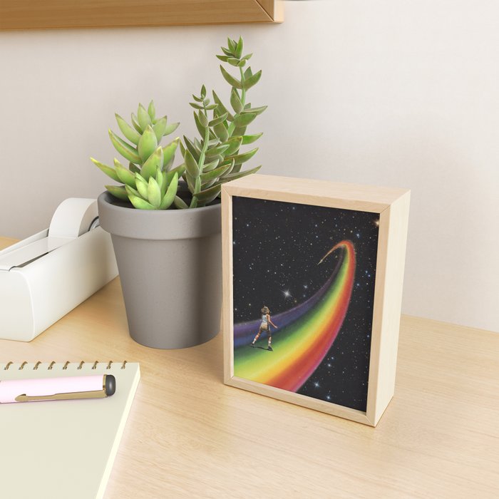 Retro Cosmic Rainbow Roller Skating Mini Art Print Gallery Image 2