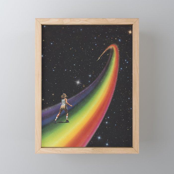 Retro Cosmic Rainbow Roller Skating Mini Art Print Gallery Image 1