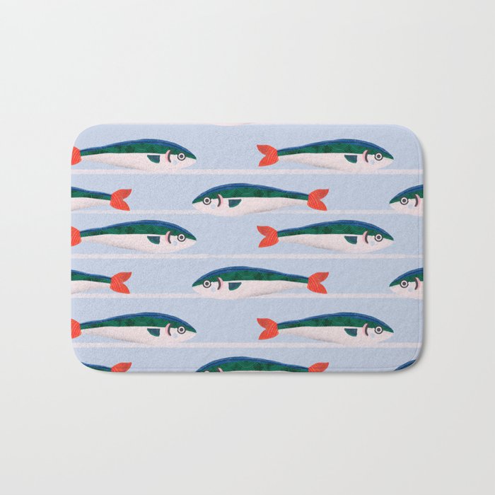 Large Sardines Pattern Bath Mat Gallery Image 1
