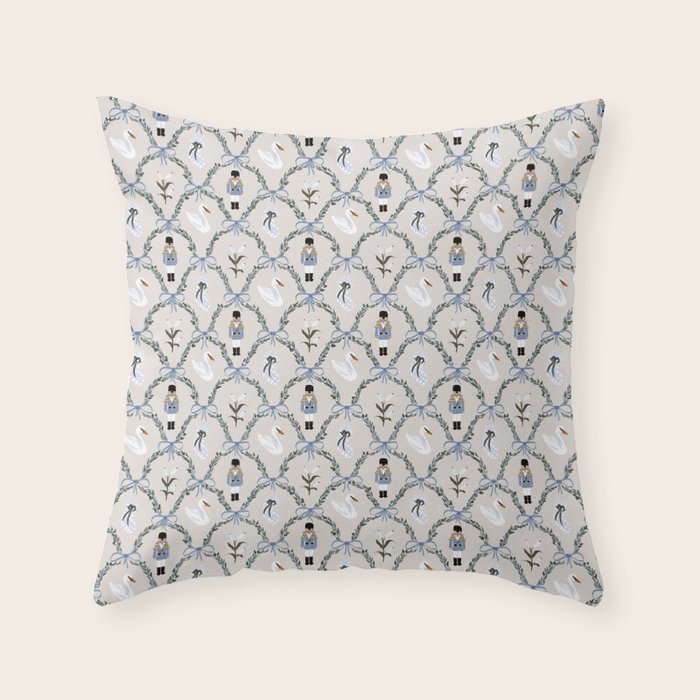 Charming Nutcracker Pattern Throw Pillow Gallery Image 1