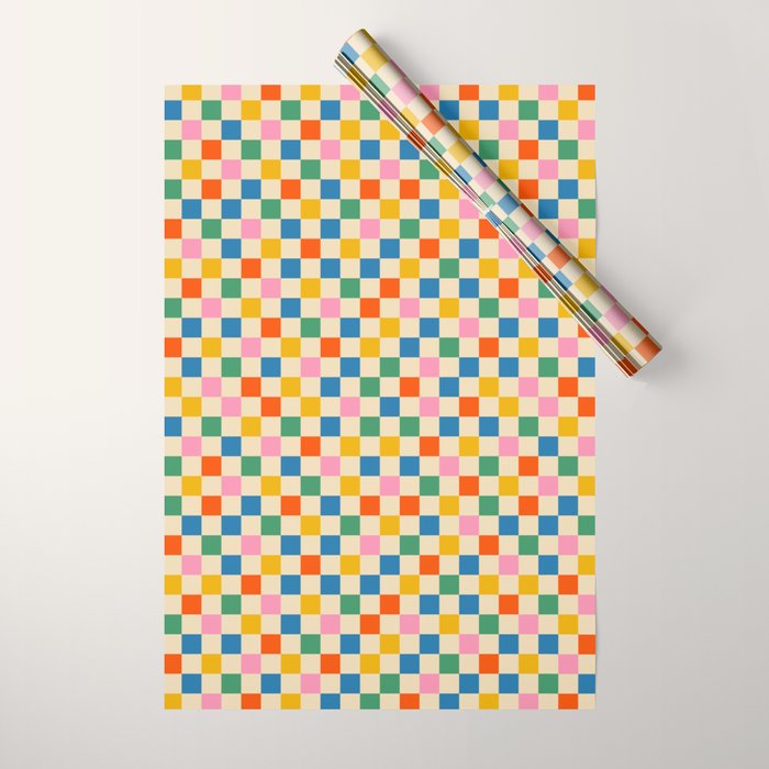 Colorful Mini Check Checkered Pattern Wrapping Paper Gallery Image 1