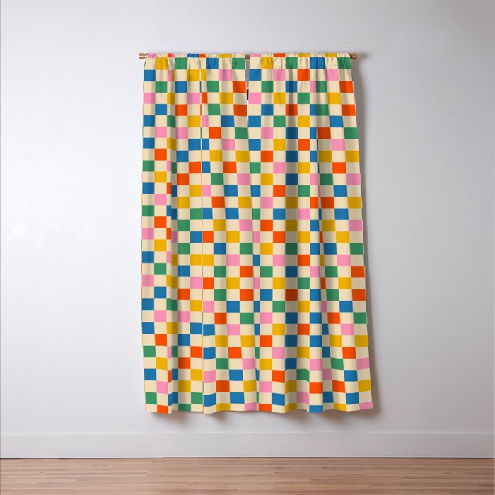 Colorful Mini Check Checkered Pattern Window Curtain Gallery Image 3