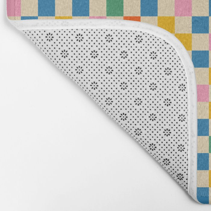Colorful Mini Check Checkered Pattern Bath Mat Gallery Image 2