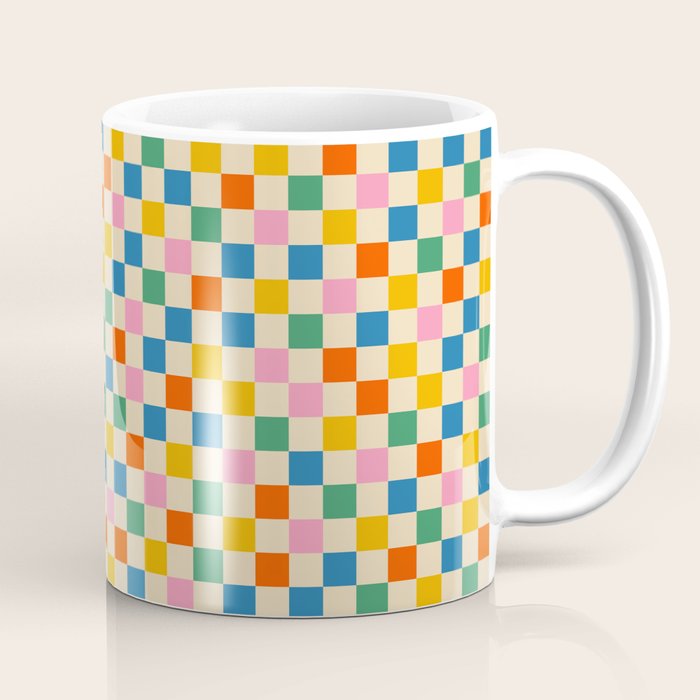 Colorful Mini Check Checkered Pattern Coffee Mug Gallery Image 1
