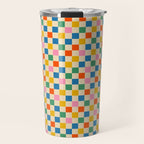 Colorful Mini Check Checkered Pattern Travel Mug Gallery Image 1