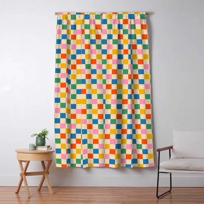 Colorful Mini Check Checkered Pattern Window Curtain Gallery Image 5