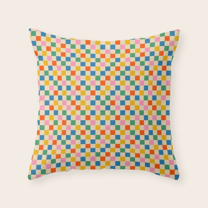 Colorful Mini Check Checkered Pattern Throw Pillow Gallery Image 6