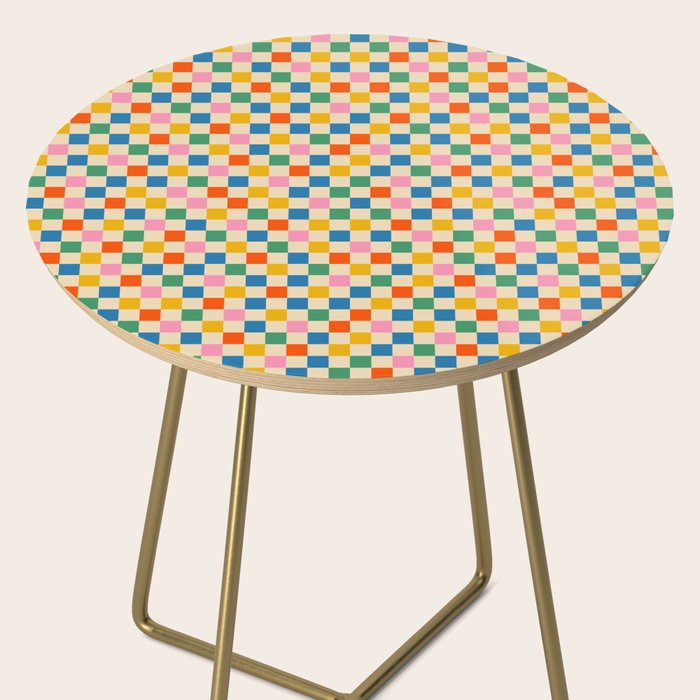 Colorful Mini Check Checkered Pattern Side Table Gallery Image 2