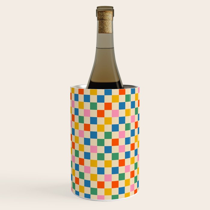 Colorful Mini Check Checkered Pattern Wine Chiller Gallery Image 1