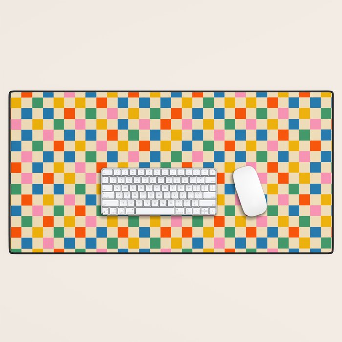 Colorful Mini Check Checkered Pattern Desk Mat Gallery Image 1