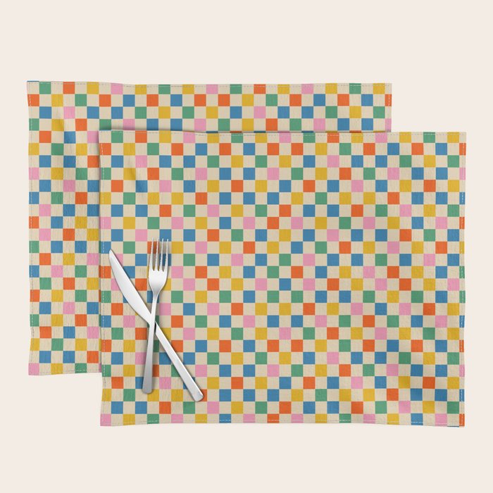 Colorful Mini Check Checkered Pattern Placemat Gallery Image 1