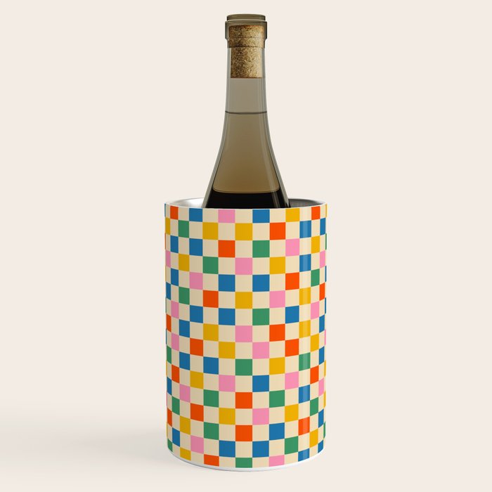 Colorful Mini Check Checkered Pattern Wine Chiller Gallery Image 3