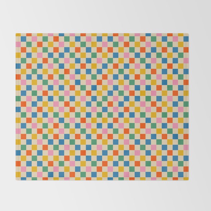 Colorful Mini Check Checkered Pattern Throw Blanket Gallery Image 2