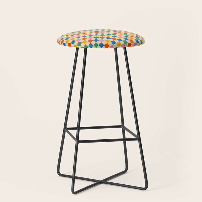 Colorful Mini Check Checkered Pattern Stool Gallery Image 1