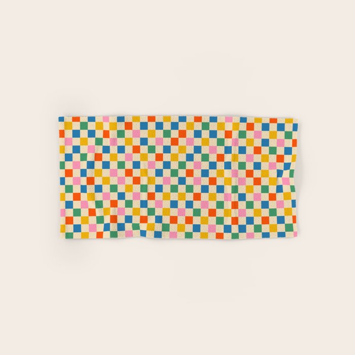 Colorful Mini Check Checkered Pattern Bath Towel Gallery Image 1
