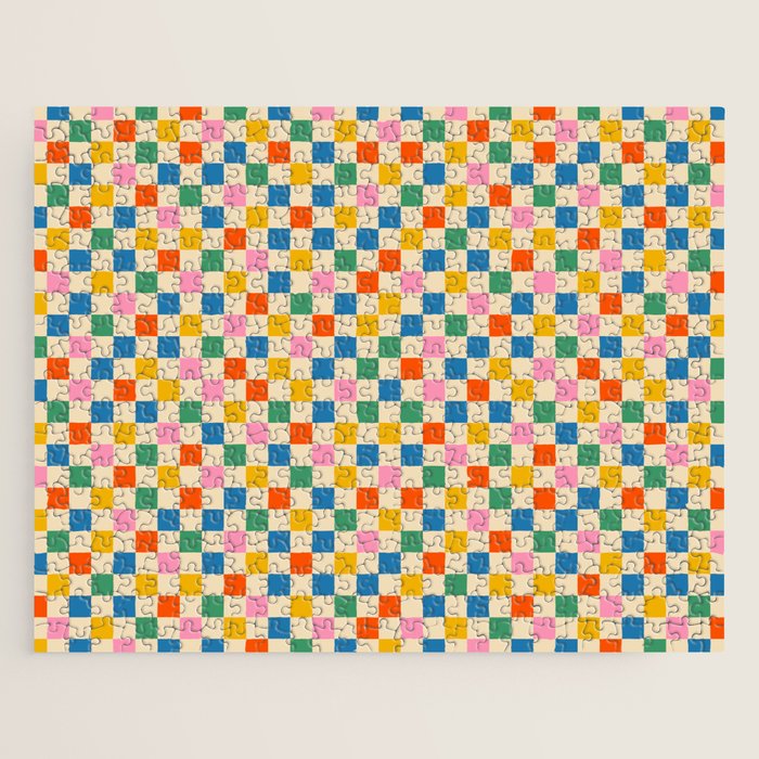 Colorful Mini Check Checkered Pattern Jigsaw Puzzle Gallery Image 1