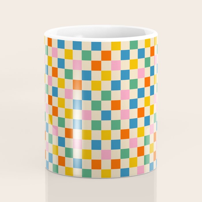 Colorful Mini Check Checkered Pattern Coffee Mug Gallery Image 4