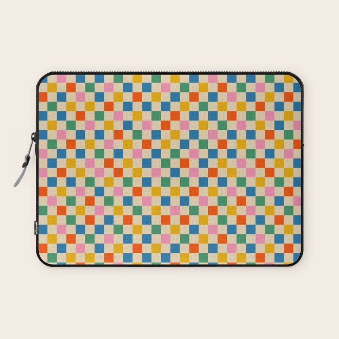 Colorful Mini Check Checkered Pattern Laptop Sleeve Gallery Image 1