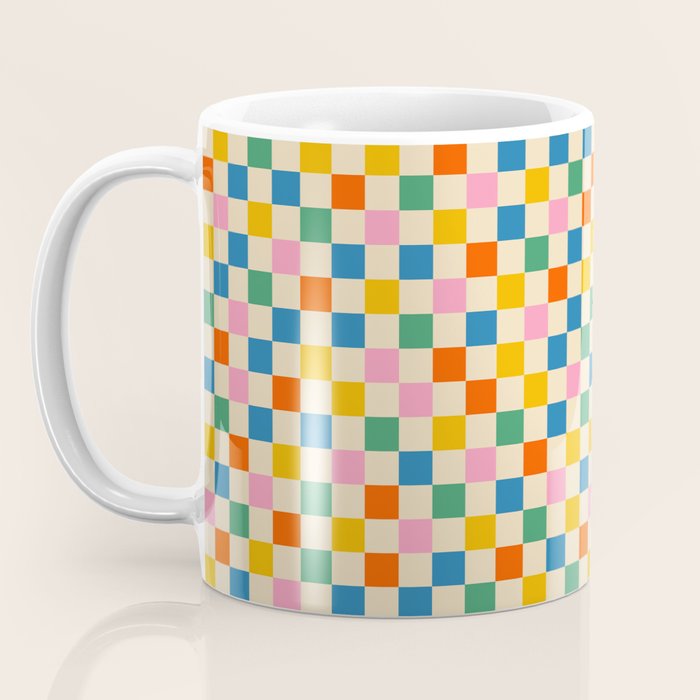 Colorful Mini Check Checkered Pattern Coffee Mug Gallery Image 3