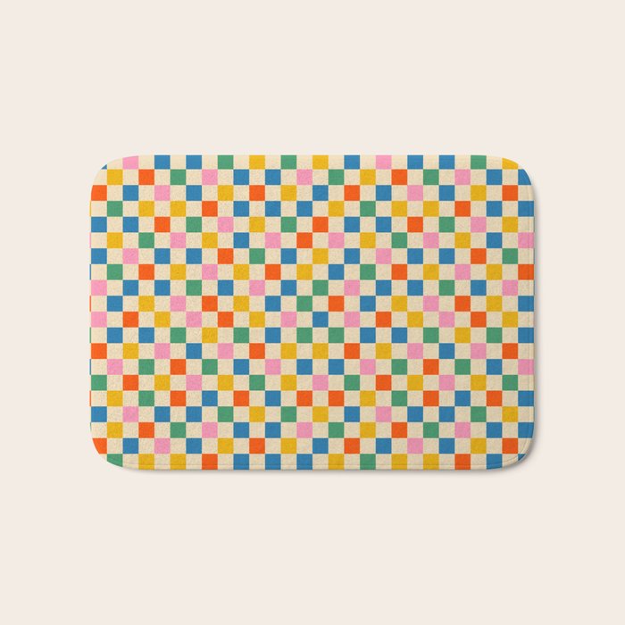 Colorful Mini Check Checkered Pattern Bath Mat Gallery Image 1