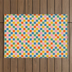 Colorful Mini Check Checkered Pattern Outdoor Rug Gallery Image 1