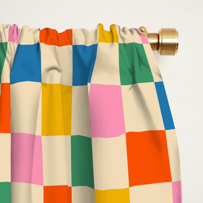 Colorful Mini Check Checkered Pattern Window Curtain Gallery Image 2