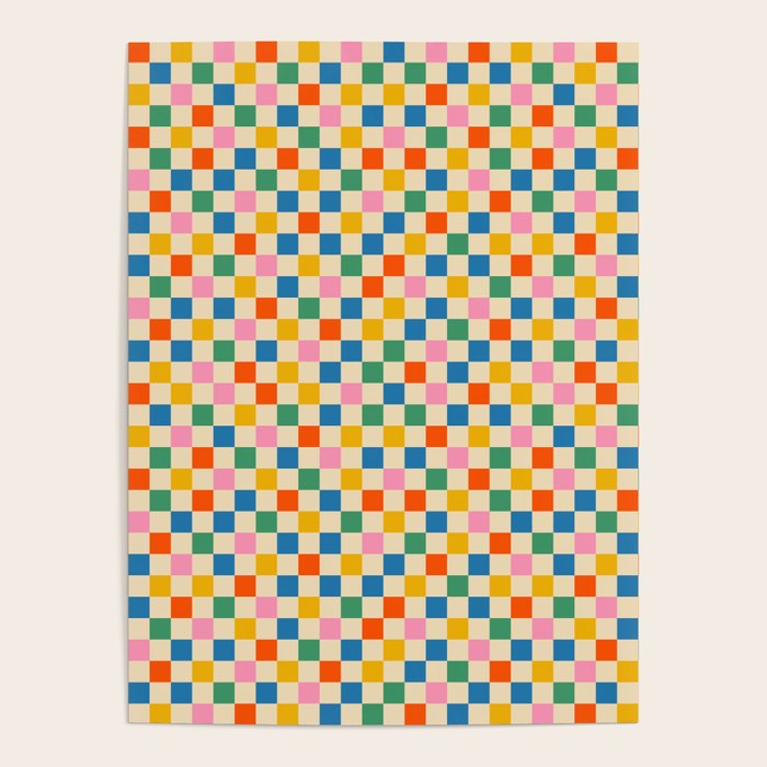 Colorful Mini Check Checkered Pattern Poster Gallery Image 1